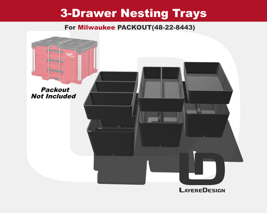 3-Drawer Nesting Trays | Milwaukee PACKOUT Tool Box 48-22-8443