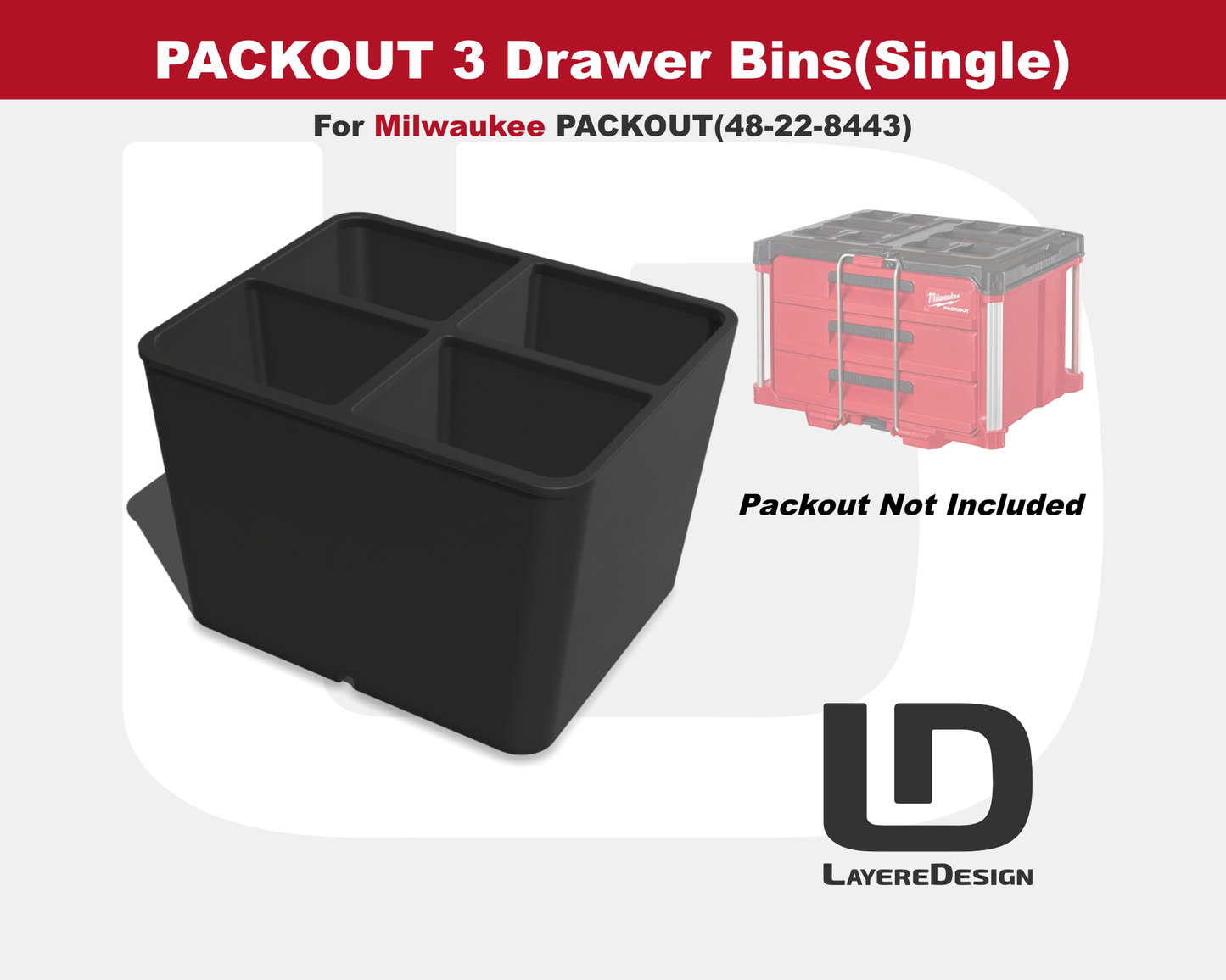3-Drawer Bins(Single) | Milwaukee PACKOUT 3-Drawer Tool Box 48-22-8443