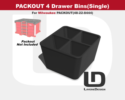 4-Drawer Bins(Single) | Milwaukee PACKOUT 4-Drawer Tool Box 48-22-8444