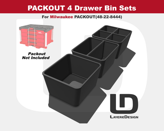 4-Drawer Bin Sets | Milwaukee PACKOUT 4-Drawer Tool Box 48-22-8444 (Set of3)