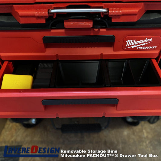 Organization Bins for Milwaukee PACKOUT 3-Drawer Tool Box(48-22-8443) Divided or Undivided